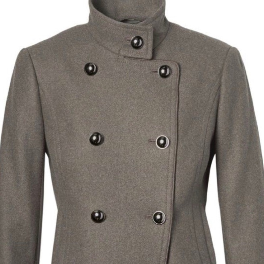 BR Italian Wool Blend Peplum Hem Military Coat